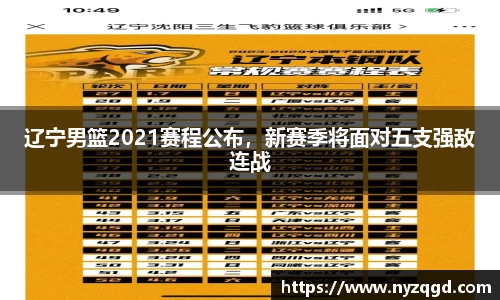 辽宁男篮2021赛程公布，新赛季将面对五支强敌连战