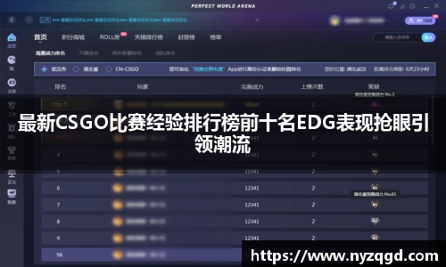 最新CSGO比赛经验排行榜前十名EDG表现抢眼引领潮流